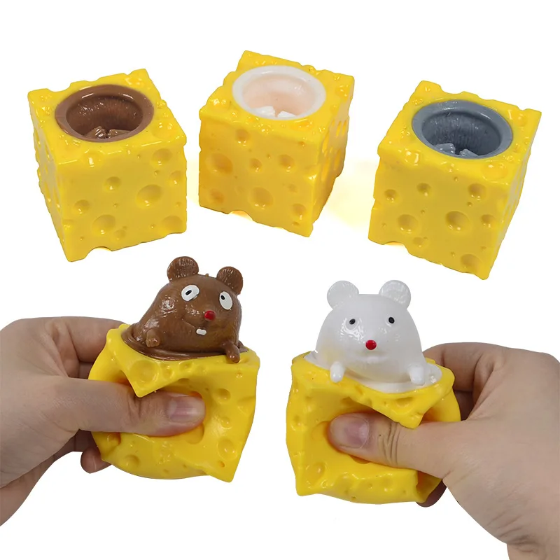 Squeeze Toy Cheese Mouse Funny Fidget Toys Relief Stress Anxiety Tension Sensory Gift Party for Kids Boys Girl