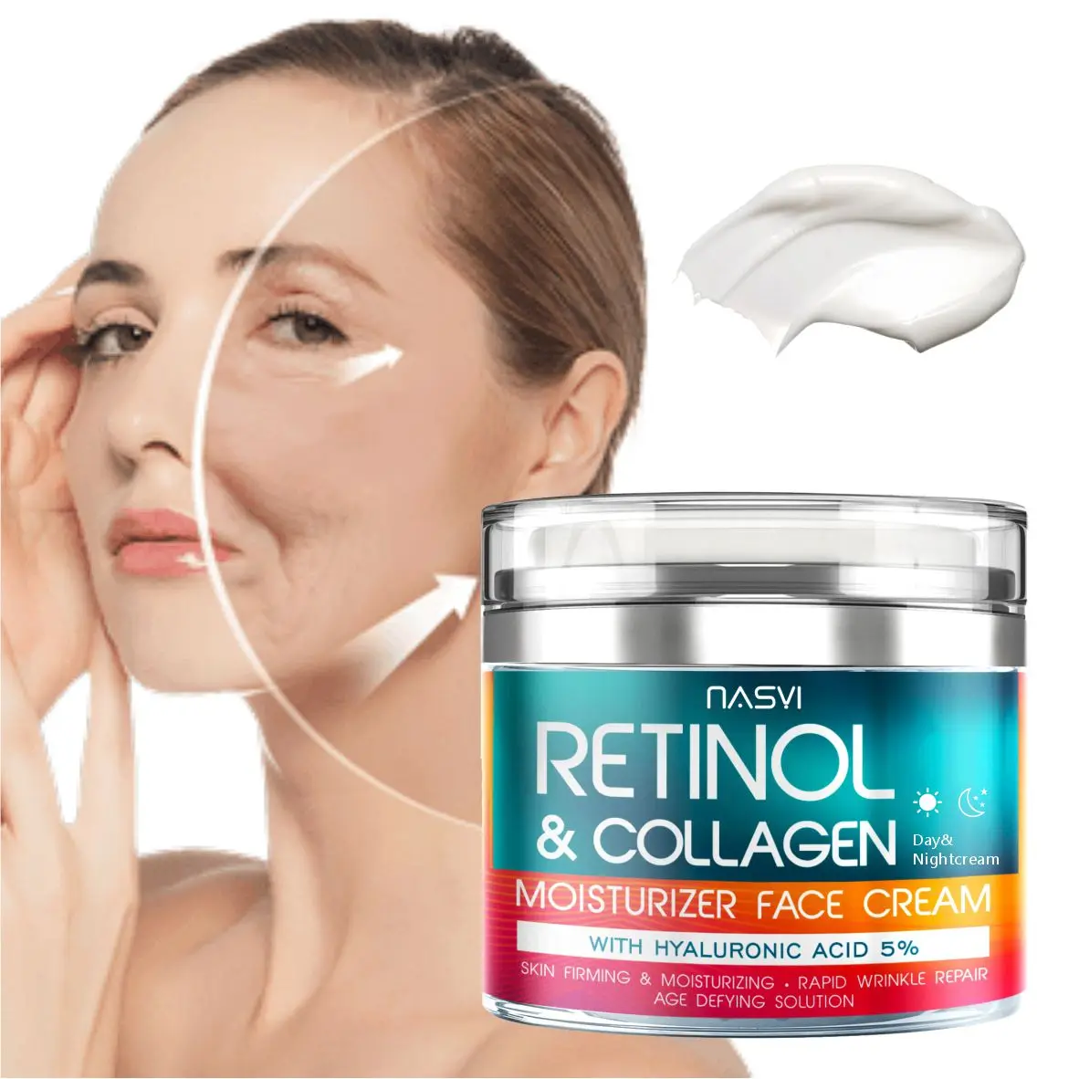 Private Label OEM Organic Face Cream Lotion Moisturizer Collagen Face Lift Cream Hyaluronic Acid Anti Aging Retinol Face Cream