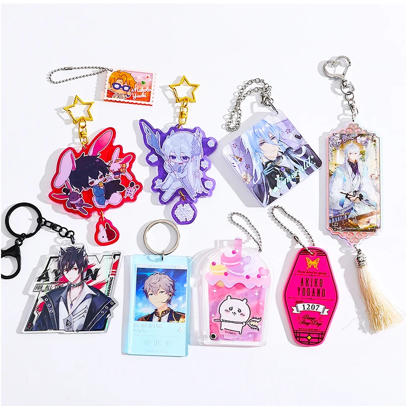 Wholesale Drip Glue Laser Acrylic Charms Custom Printed Acrylic Keychain Make Own Clear Epoxy Resin Acrylic Keychain Anime Charm