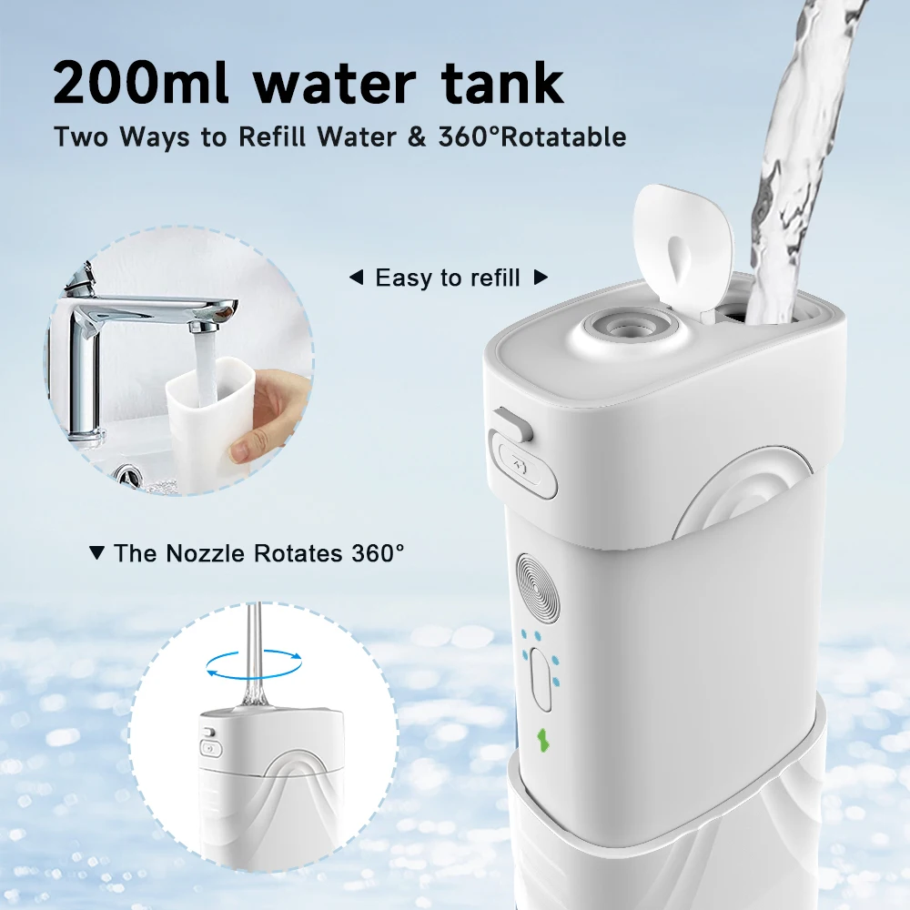 Water Flosser Mini Cordless Portable  5 Modes USB Cable Big Water Tank  IPX7 Waterproof, Home & Travel Oral Irrigato for Cleaner