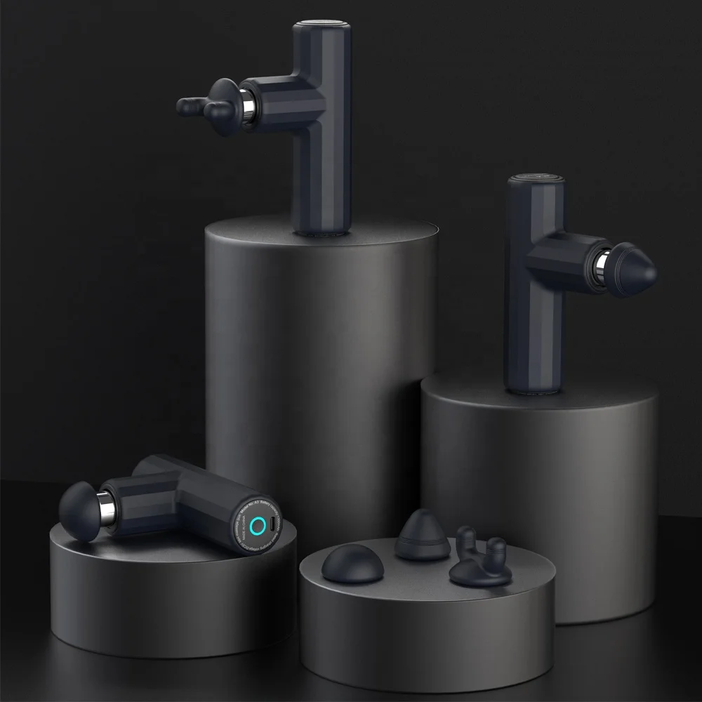 Electric high quality impulse massage gun vibration powerful fascia therapy mini gun with 4 heads