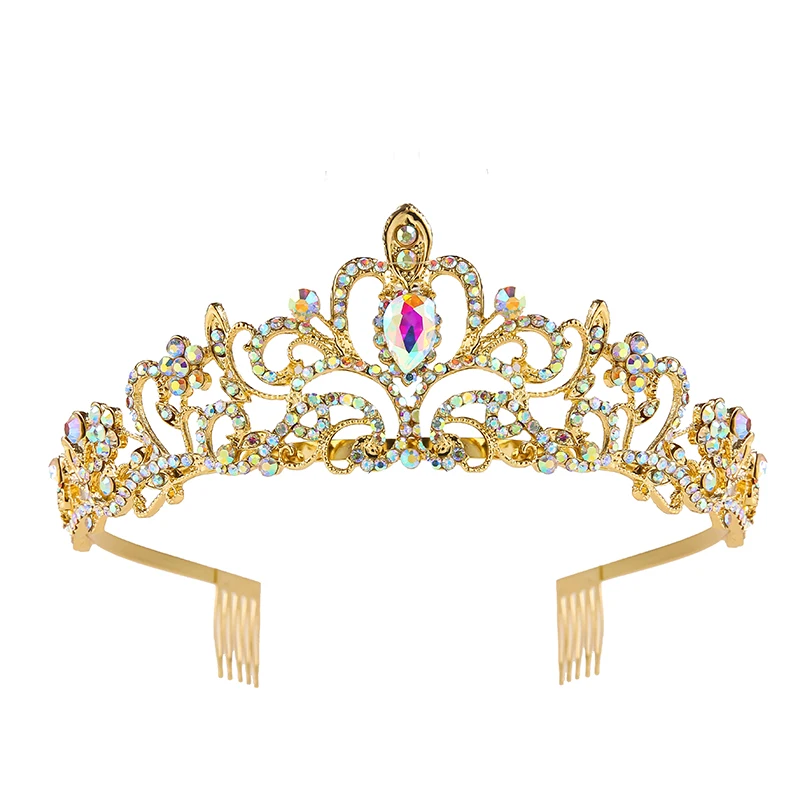 Оптовая продажа, AB корона с расчески, шляпа для дня рождения для девочек, корона, свадебные тиары