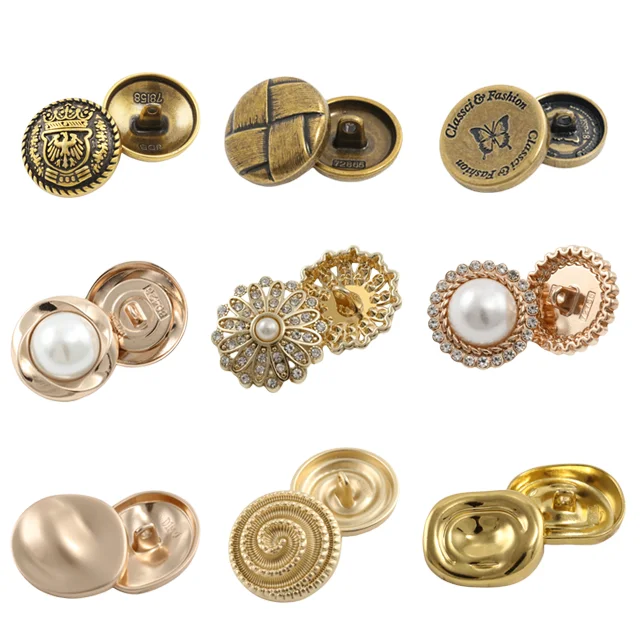 Custom Logo Gold Botones Coat Blazer Embossed Zinc Alloy Sew Button Black Metal Sewing Garment Shank Cloth Buttons for Men