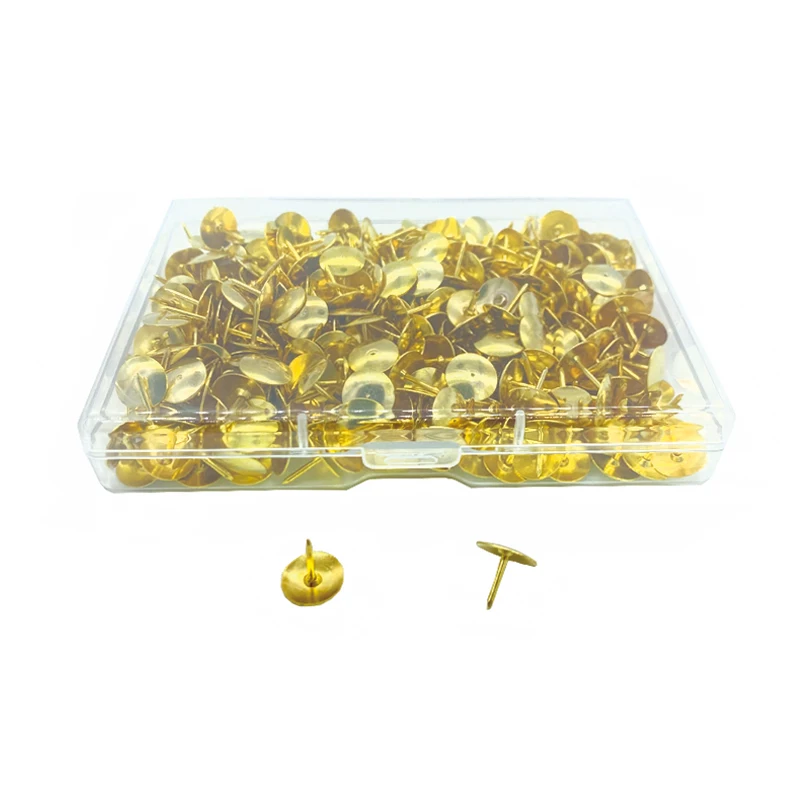 400 Pieces Of Plastic Boxed Golden Flat-Headed Thumbtack Art Creation Drawing Thumbtack Office Stationery