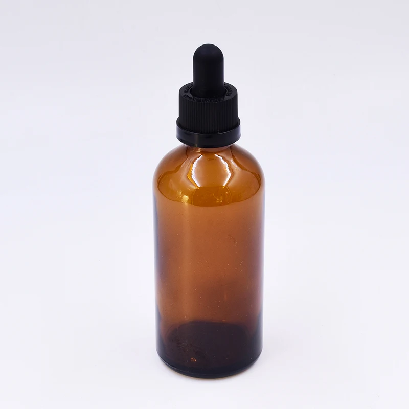 Wholesale 30 ml clear amber brown essential oil glass pipette bottle with tamper proof CR lid amber bottle Screw cap