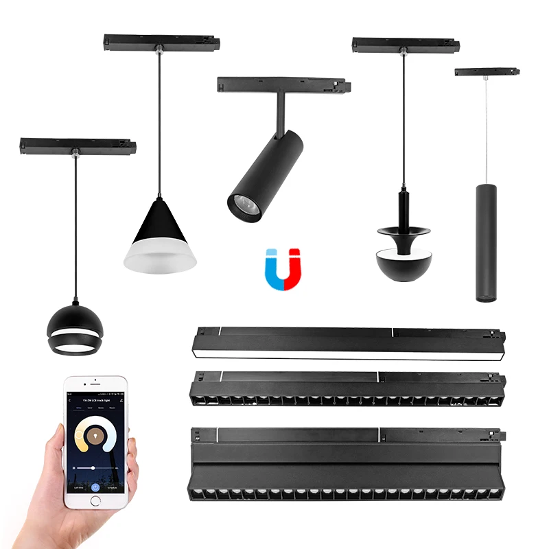 VACE White Grille Flood Line Adjust Rail Spotlights Series Magnet Magnetic Led Track Lights