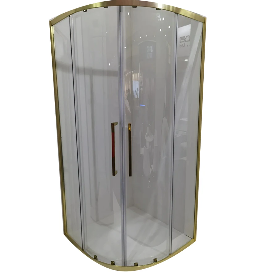 Вентилятор в форме раздвижной двери угловой душевой кабины офсетная матовая латунная душевая кабина полностью бесшовная Базовая душевая кабина