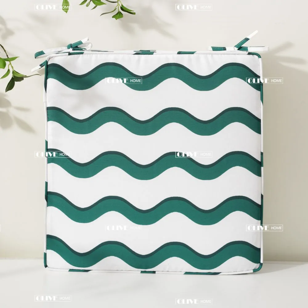 Green solid color comfortable waterproof custom design Outdoor Chair Cushions with Double Piping Patio Chair Cushions