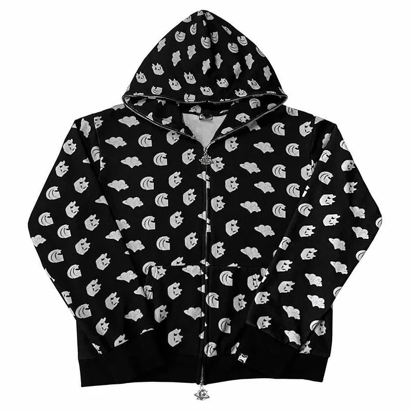 Custom Unisex Full Zip Up Hoodie Blanks Full Printing Sweatshirts Screen Printing Female All Over Print Zip Up Hoodie