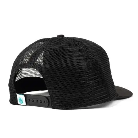 Wholesale black embroidery printing trucker cap custom rope hats 5 five panels flat bill foam trucker mesh hats with rope