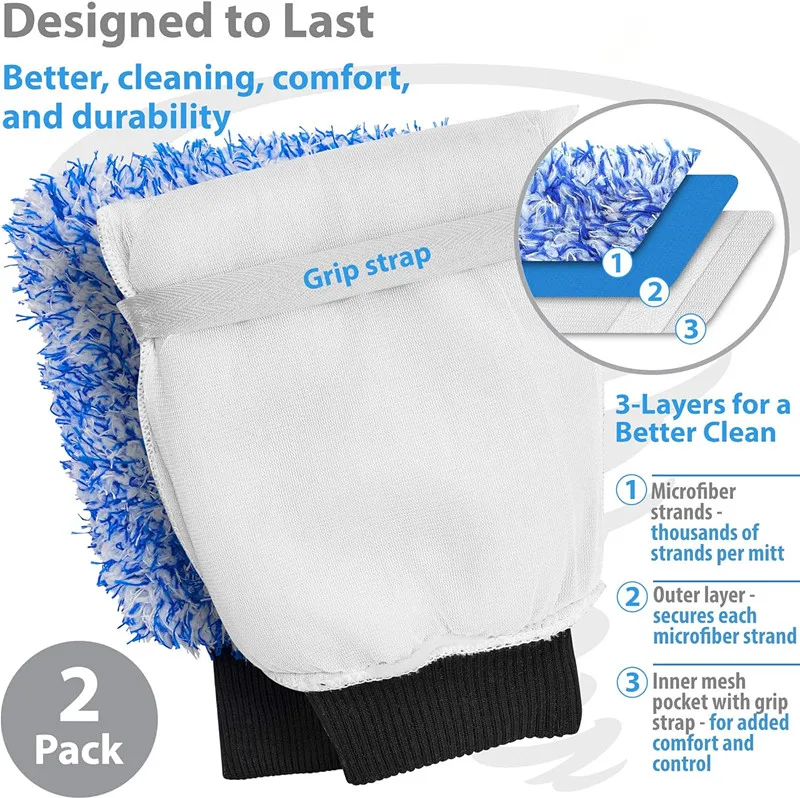 SEQ GEON Ultra Absorbent premium double sided Cyclone microfiber Car Wash Mitt