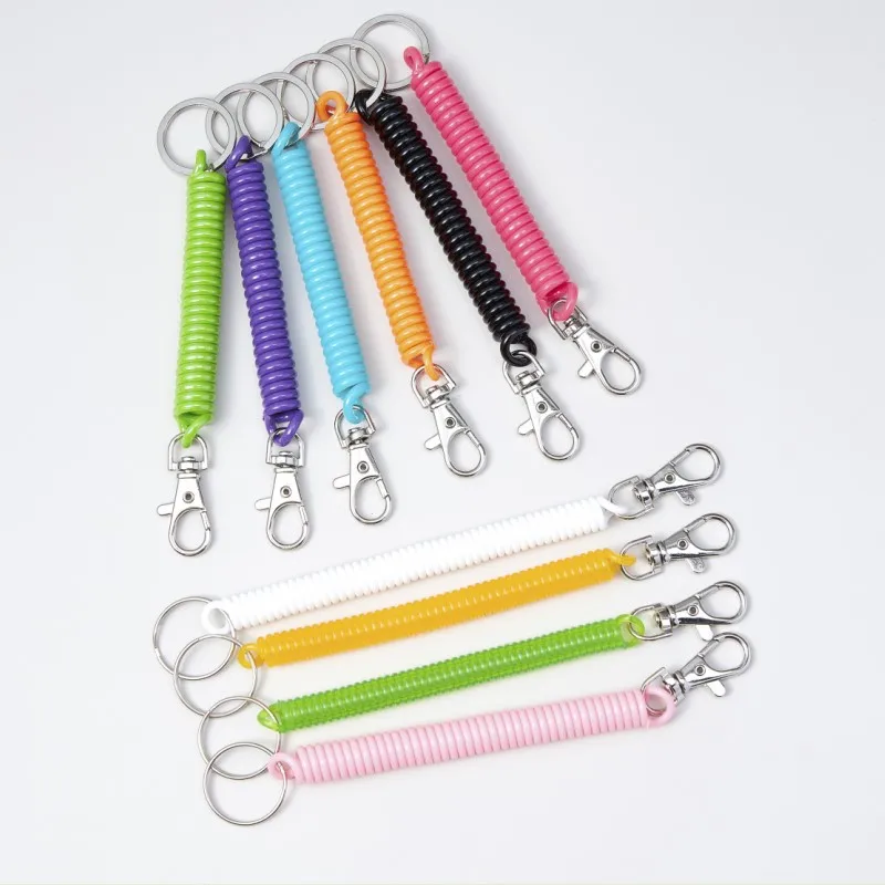 spiral spring coil keychain stretch cord key ring for keys wallet cellphone