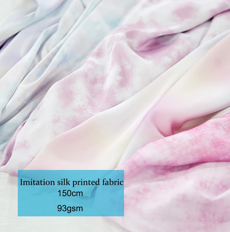 Factory Price Imitation Silk Polyester Spandex Digital Printing Stretch Satin Ombre Fabric For Dress Pajama