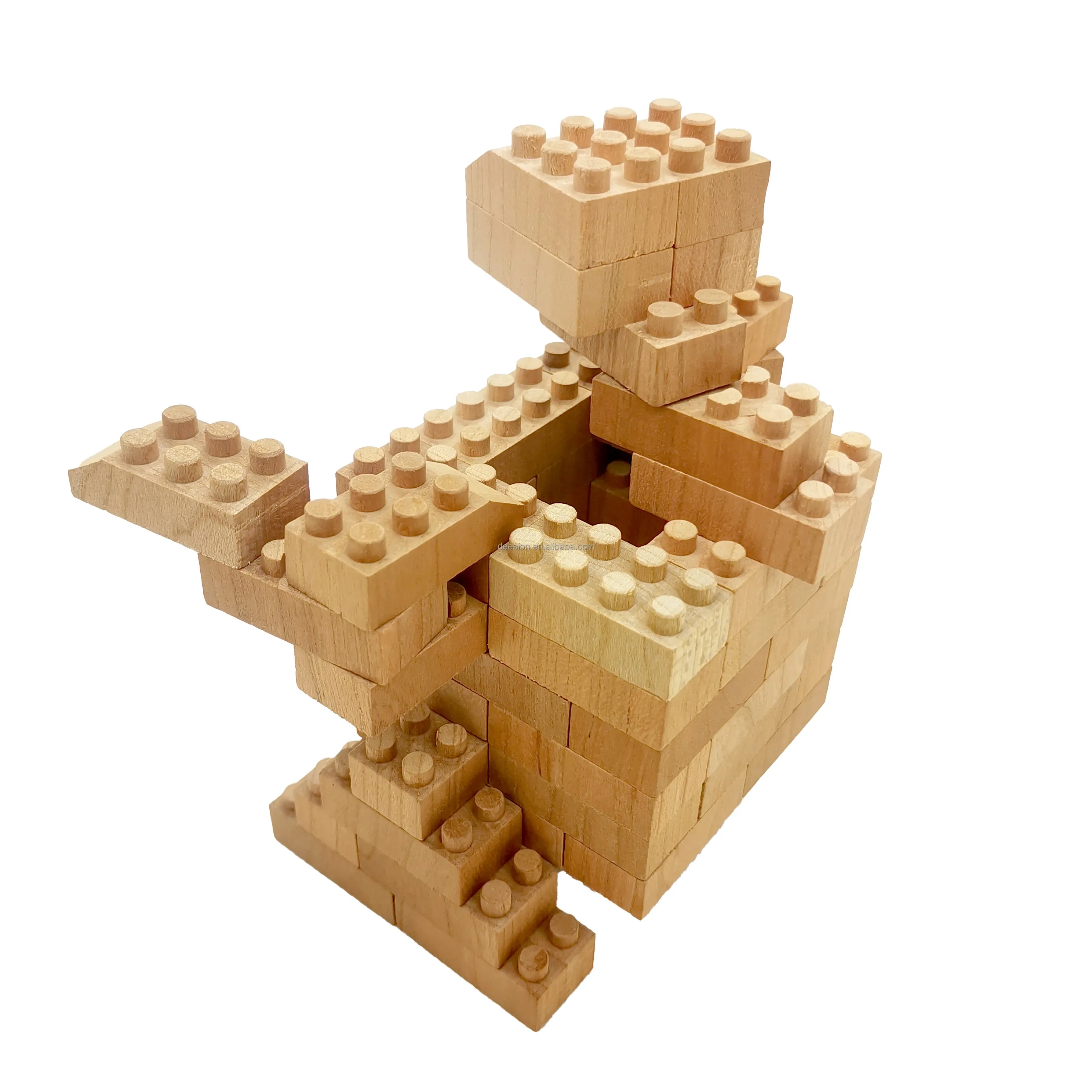 Wooden DIY brick toys short robot ready for build up BPA free nature color Christmas gift birthday gift for kids and adult