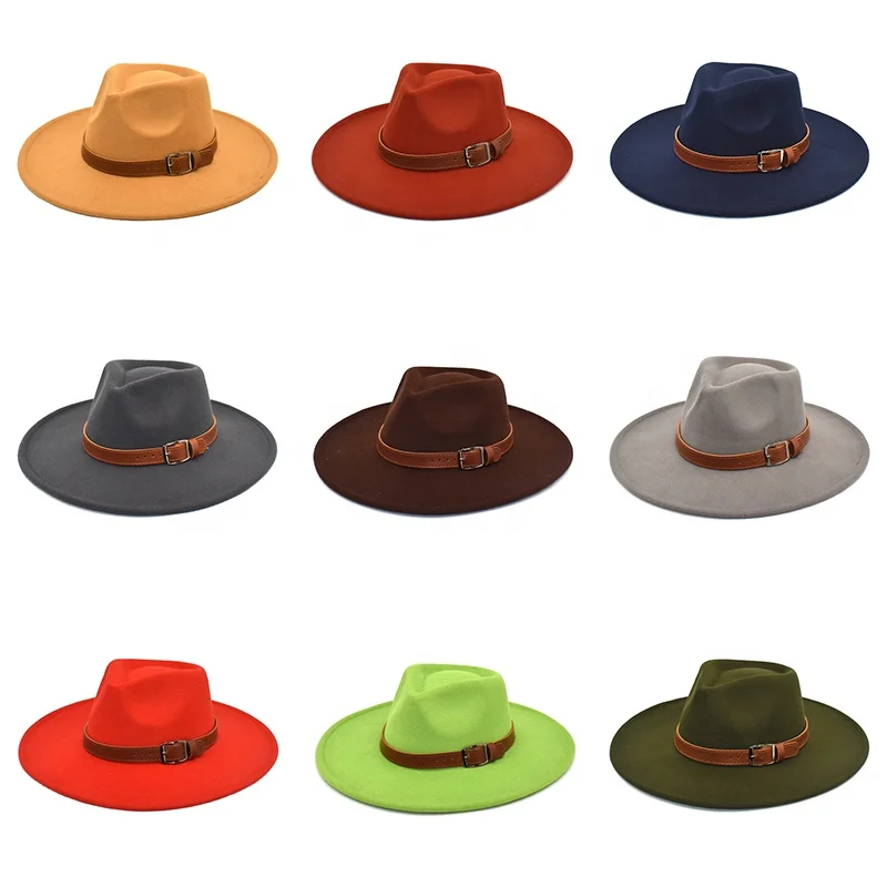 Womens Hats Classic Wide Brim Fedora Hat with Belt Buckle Felt Panama Hat Spring Autumn Winter Custom Logo Customized Daily Life