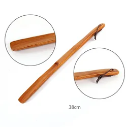 Eco friendly wooden shoehorn 38cm lazy shoe lifter wooden long handle shoe horn wood for seniors