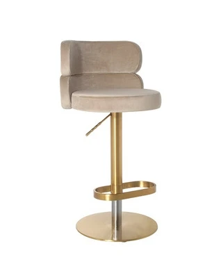 Light luxury stainless steel bar chair front platform red lift rotary back bar chair