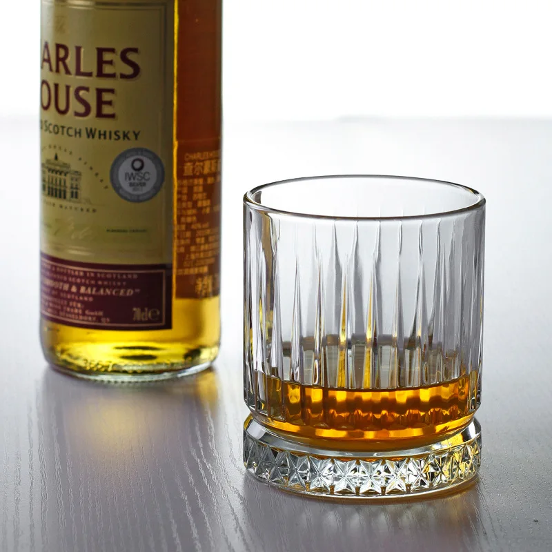 Classical Vertical Striped 7/12/15oz 210/360/450ml Clear Glass Whiskey Mug Brandy Cup For Bar Drinking Liquor Wine