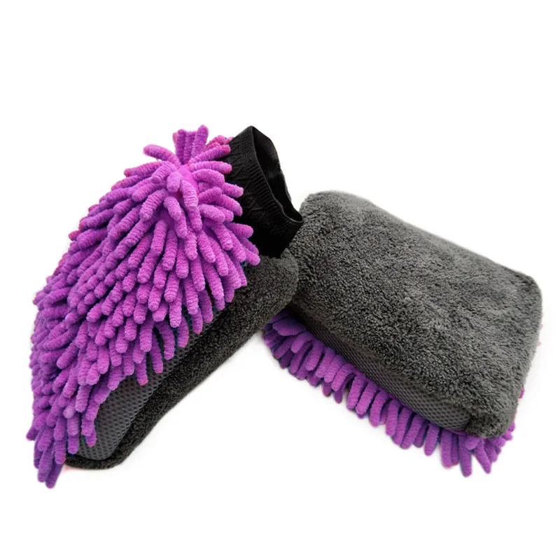Auto Detailing Double Sized Chenille Glove Coral Velvet Car Cleaning Glove