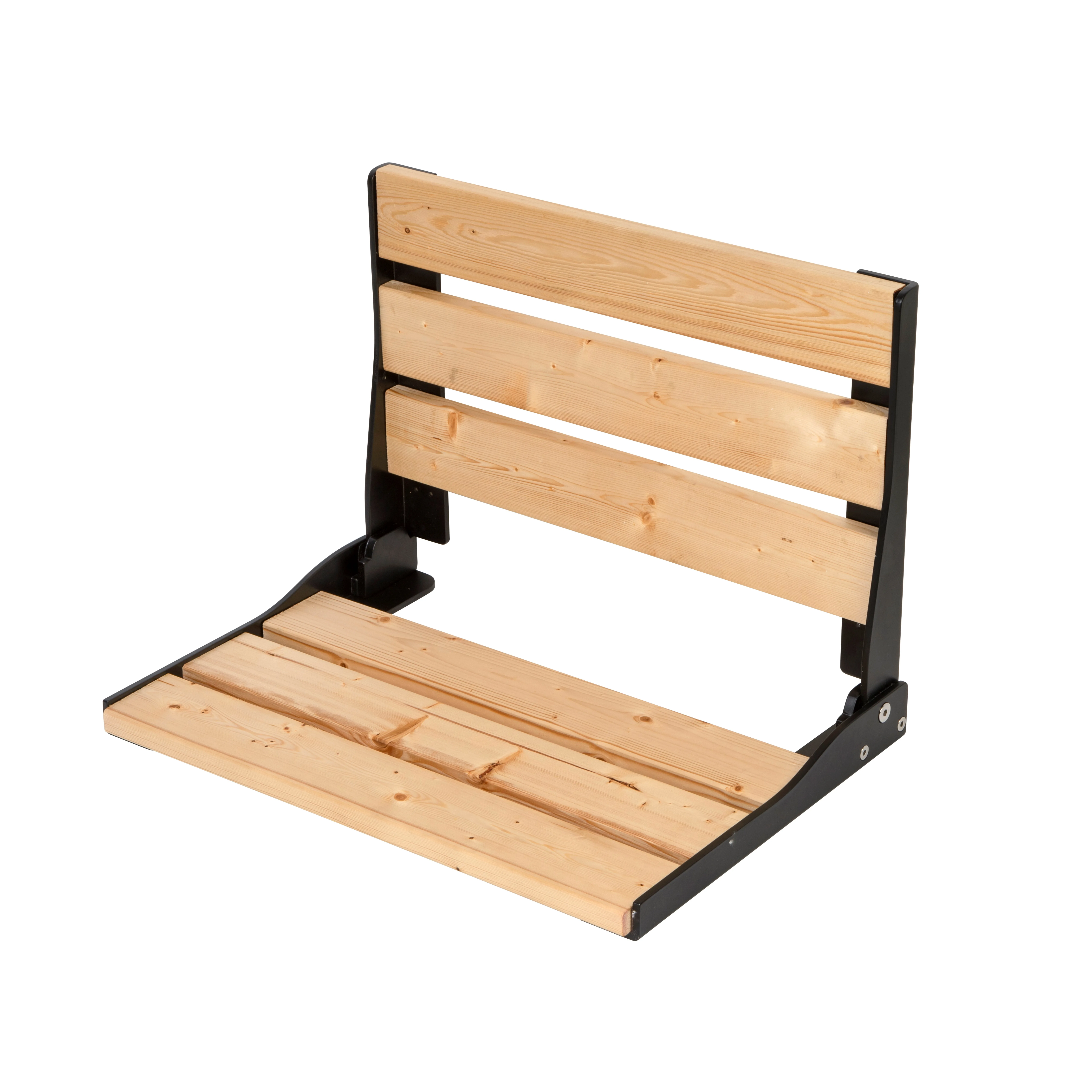 Modern U-Shaped Wall-Mounted Teak Stool Shower Seat and Folding Bench with Wooden Silhouette for Bathroom