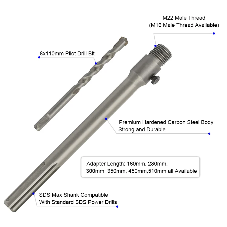 SDS MAX to M22 Thread Adaptor Adapter for TCT Core Drill Bit