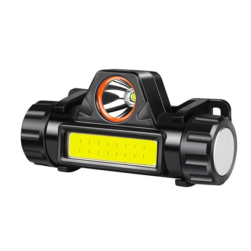 Factory Cheap Price USB Rechargeable LED Headlight XPE+COB IPX5 Waterproof Head Light with 1200mAh Built-in Battery