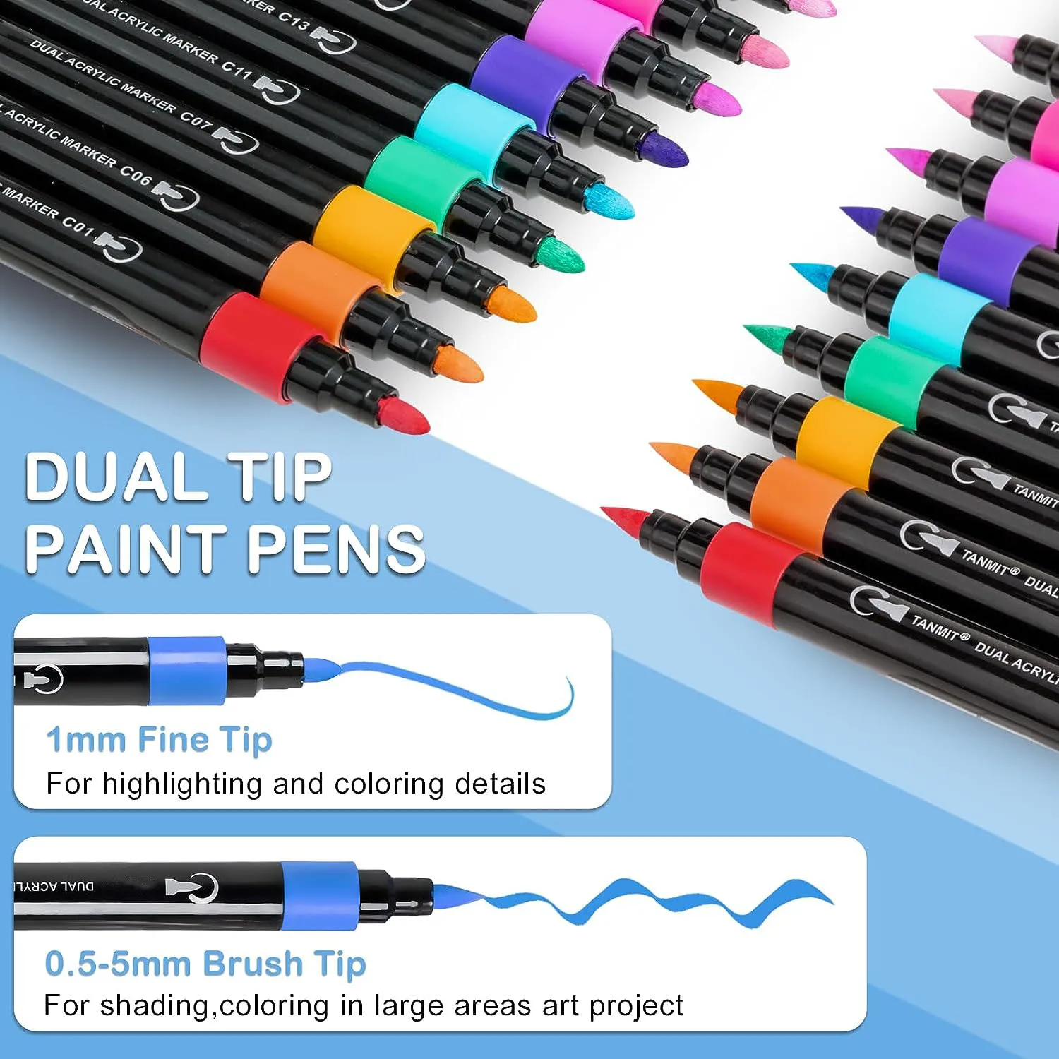 Dual tip acrylic marker 24 professional acryl marker suppliers acrylic markers brush tip