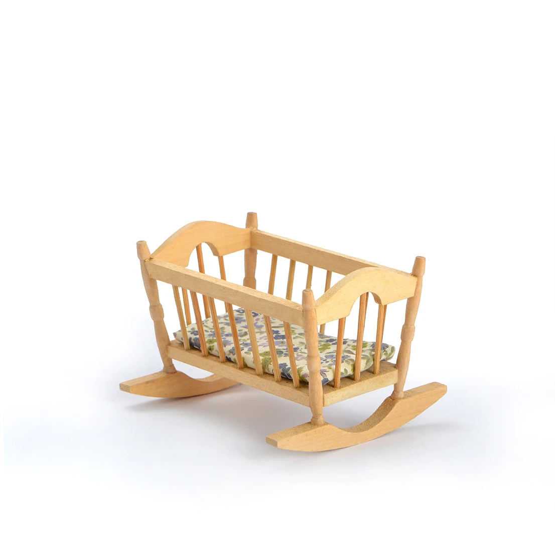 Dollhouse Nursery Furniture Baby Crib 1:12 Scale Mini Doll Bed Miniature Doll House Accessories