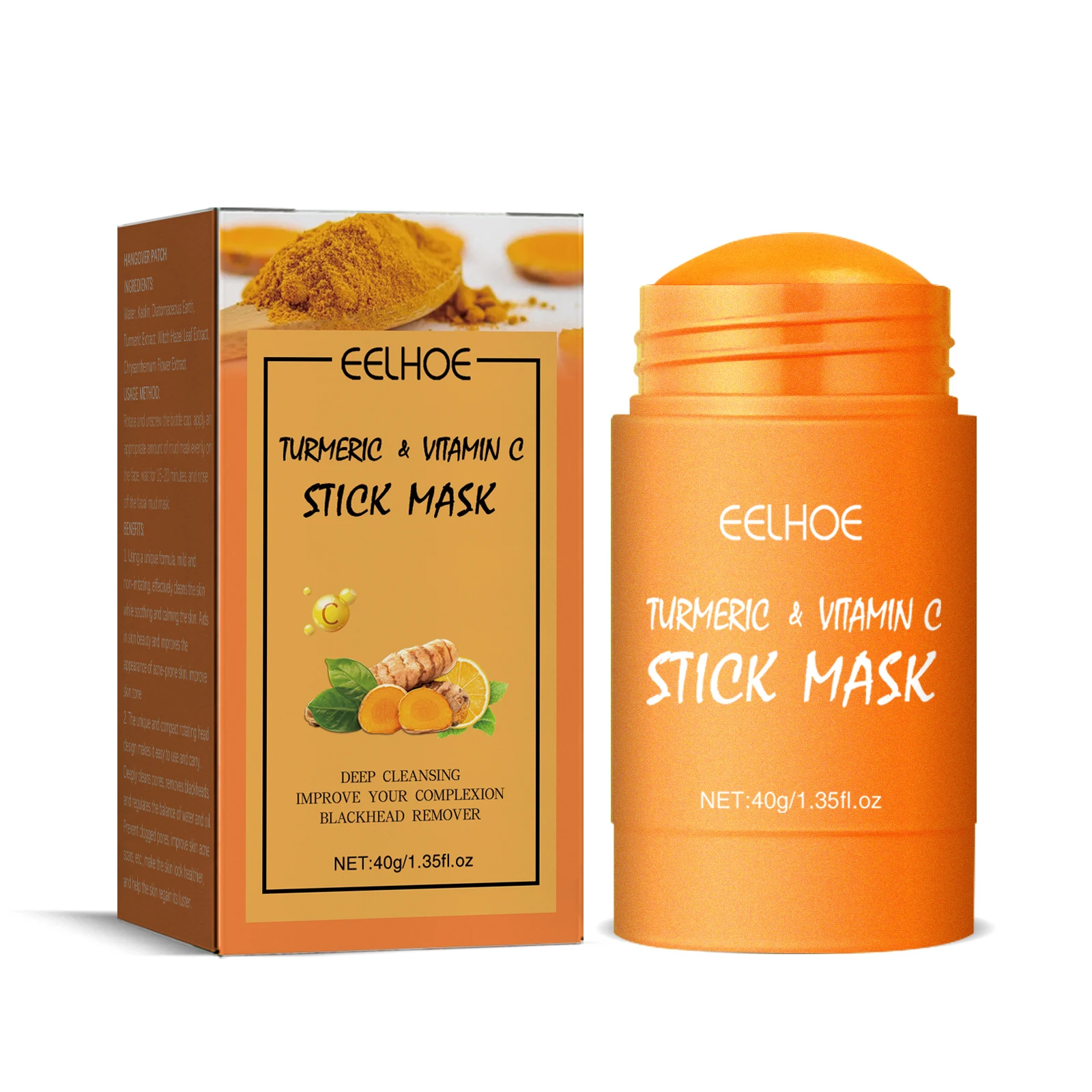 EELHOE turmeric mud mask stick new wholesale turmeric vitamin c cleansing mask stick remove blackheads moisturizing mask mud