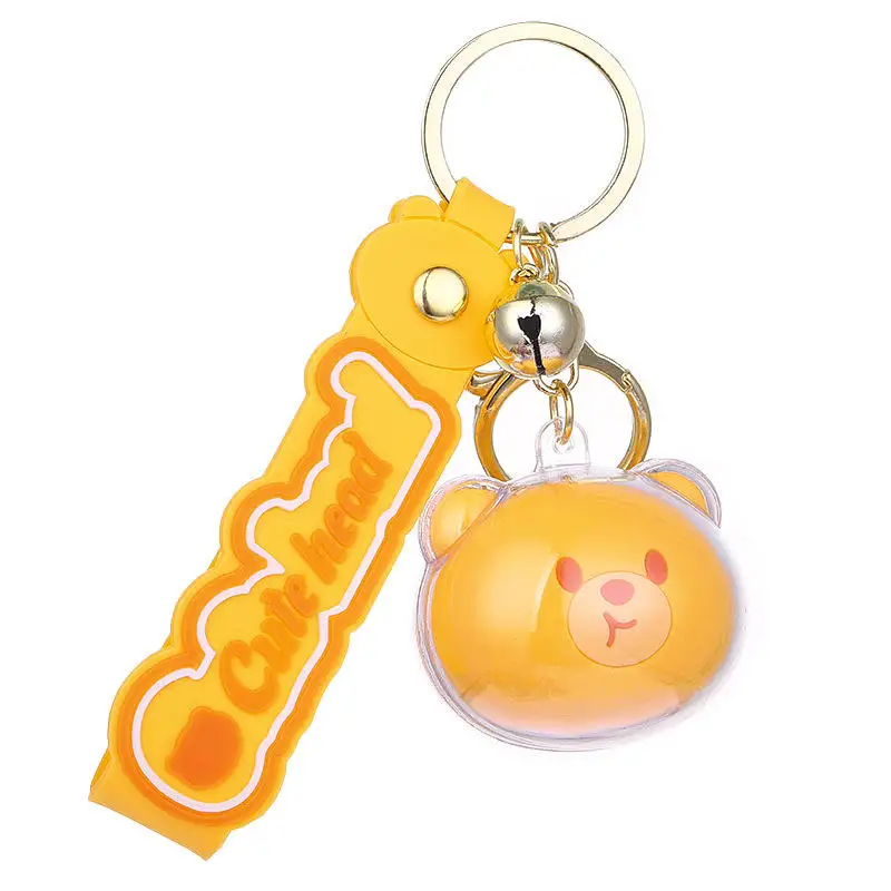 Hot Selling Animal Key Ring Hanging Accessories Claw Machine Cute Acrylic Head Frog Bear Pig Panda Car Keychain