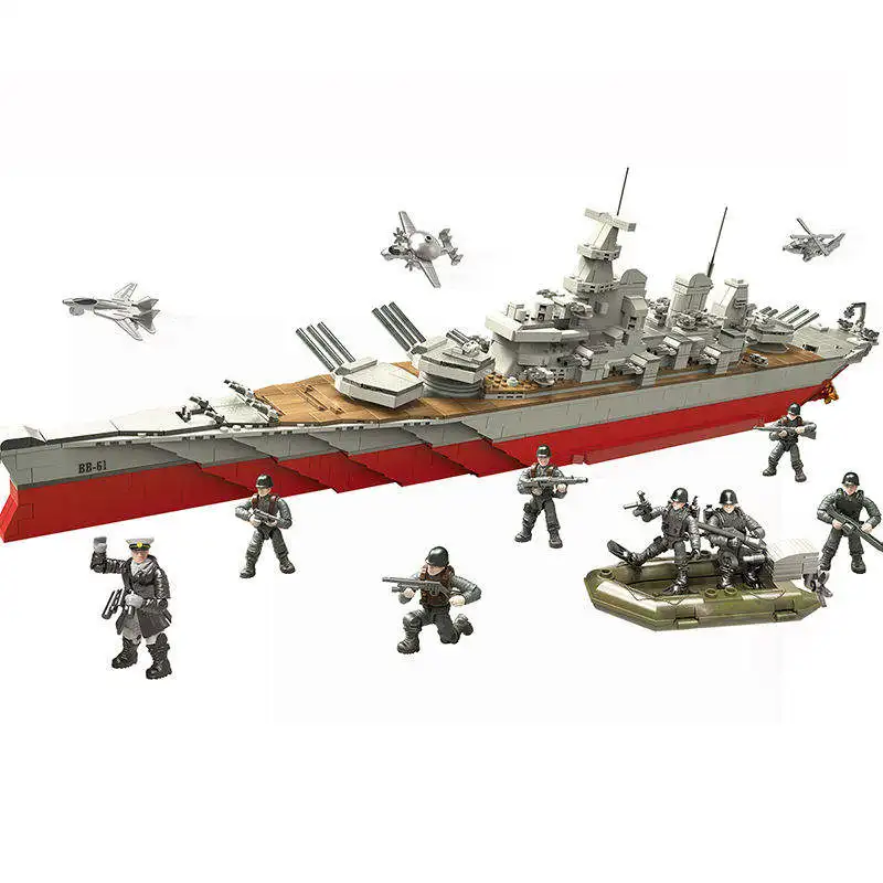 2075pcs Military Ships DIY Assembly Toys With Military Figures Model Building Block Toy Set Educational Puzzle Block Toys