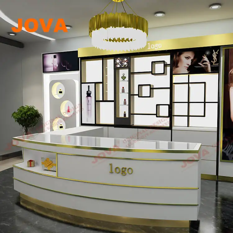 Island Unit Makeup Display Furniture Cosmetics Floor Displays Stand For Cosmetic Shop