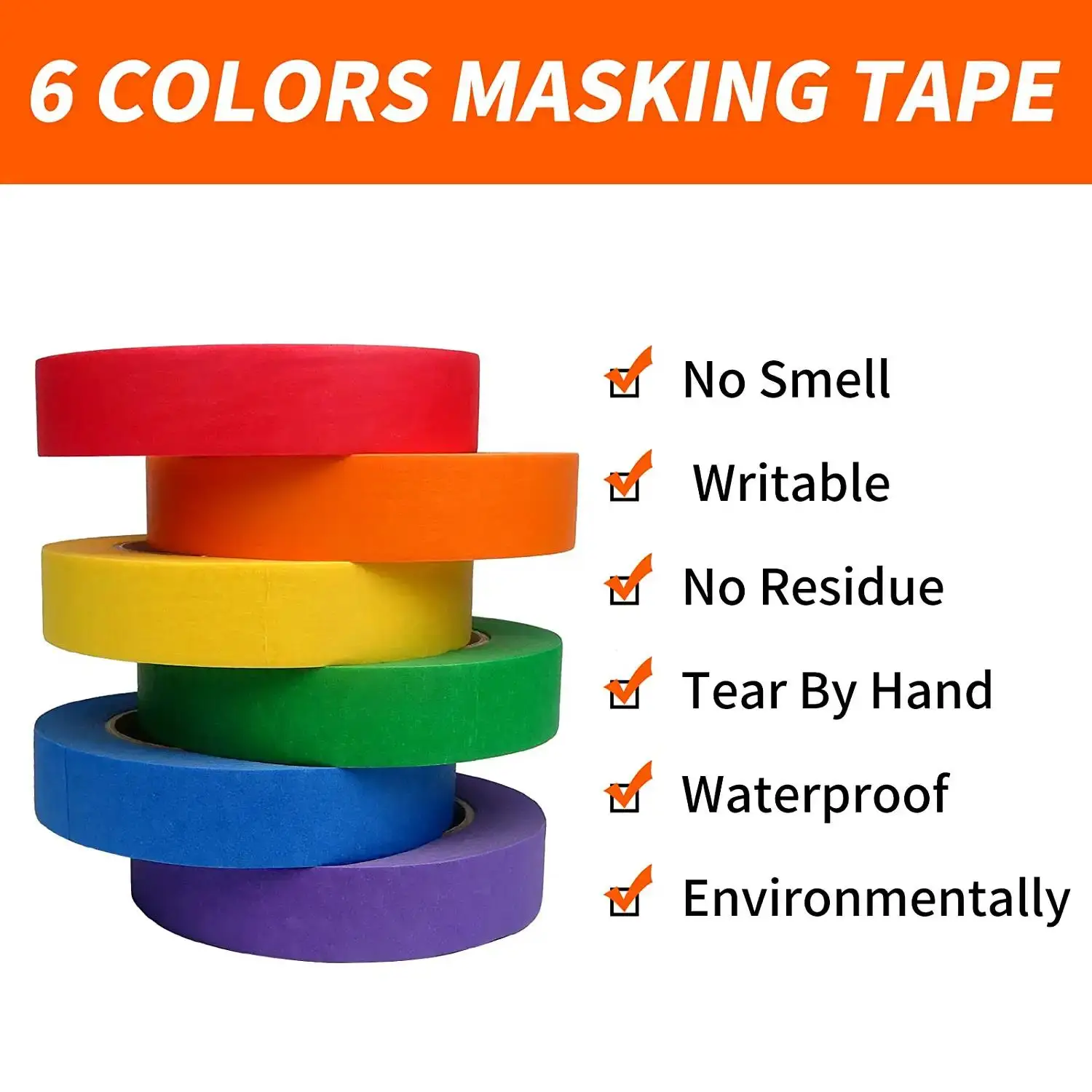 cheap Colored Masking Painters Tape 1 inch x 55yard Colorful Craft Tape and Rainbow Labeling Tape for DIY Art
