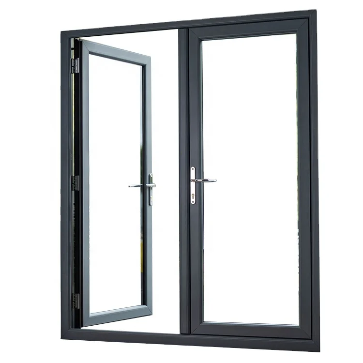 Black White Custom Color Aluminum Frame Double Triple Glass Windproof Casement Window flush windows with mosquito net