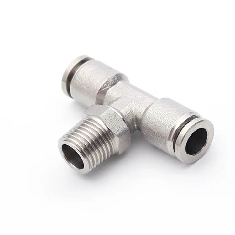 
SPB series T tee external thread stainless steel tube quick insert joint 