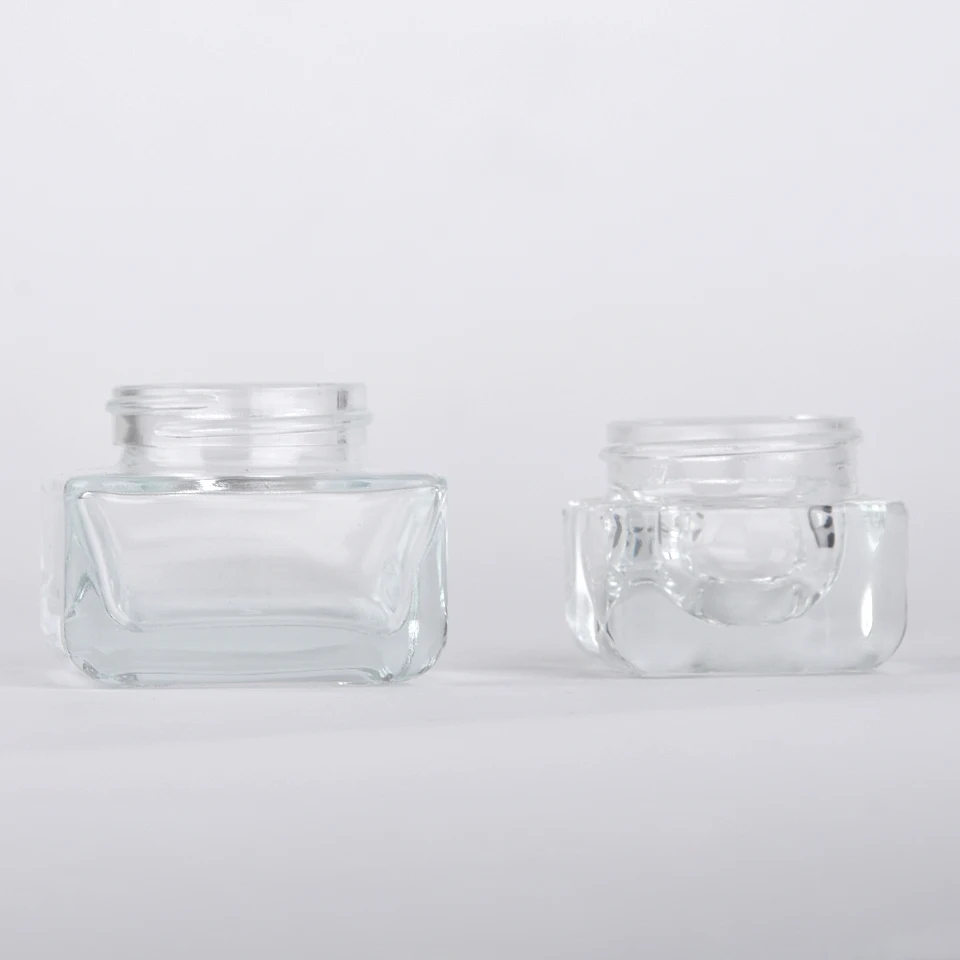 Luxury Cosmetic Container 30ml 50ml Makeup Set Square Shape Clear Glass Serum Bottles With Gold Dropper Cap