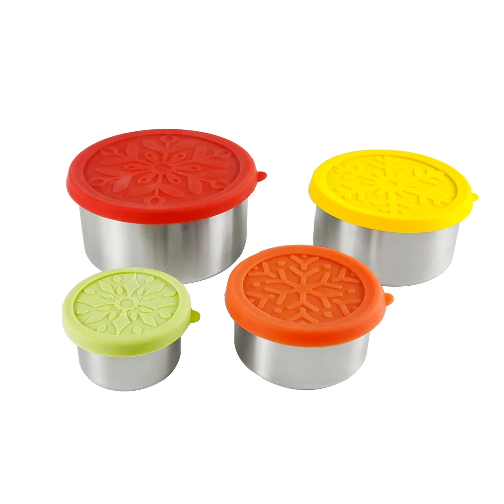 BPA free Kid /Stackable box for Baby Food, Snacks/Stainless Steel Lunch Boxes with Silicone Lids food storage container