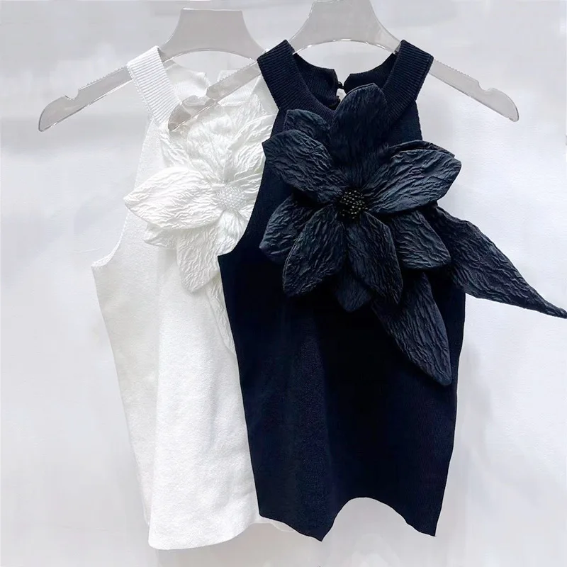 TWOTWINSTYLE Fashionable Spring Vest Tops Patchwork Appliques Halter Collar Slimming Short Vest For Women