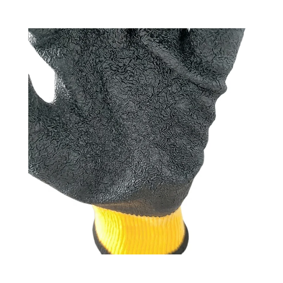 Personal protective equipment crinkle finish anti slip custom logo oil resistant CE EN 388 latex coated safety gloves