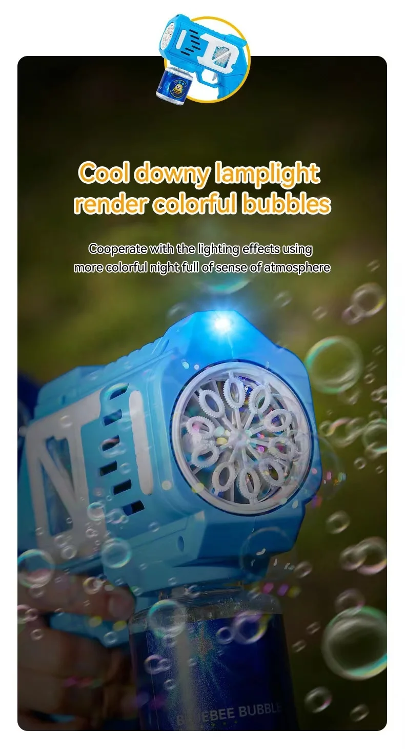 top seller summer kids toys bubble gun machine with light toys kids bubble gun for kids and adults playing