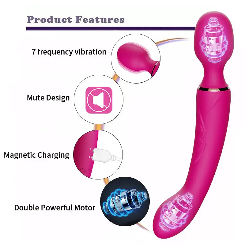 Adult Sex Product G-Spot Masturbation  Double Head Double Shock AV Vibration Vibrator For Women