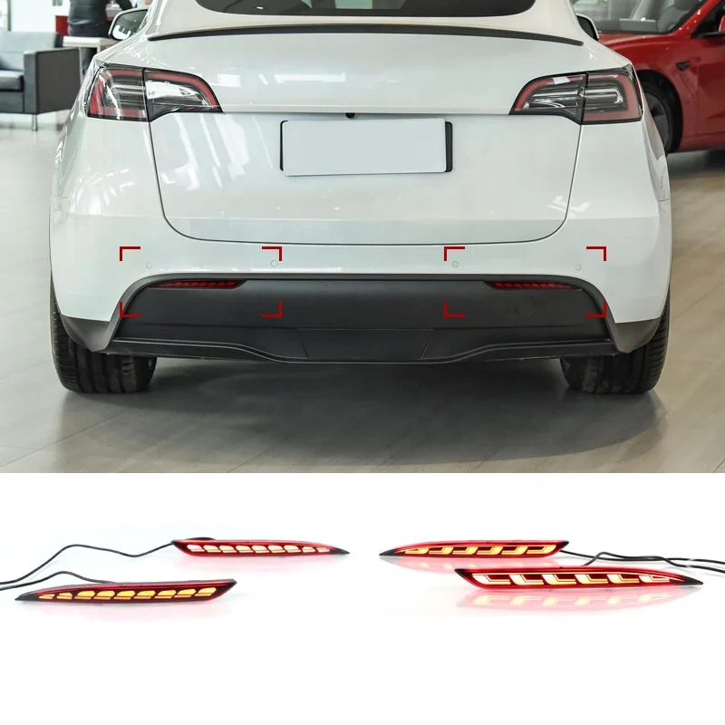 Car Exterior Accessories Rear Bumper Lights Turn Signal Brake Lamp Rear Bumper Reflector for Tesla Model Y