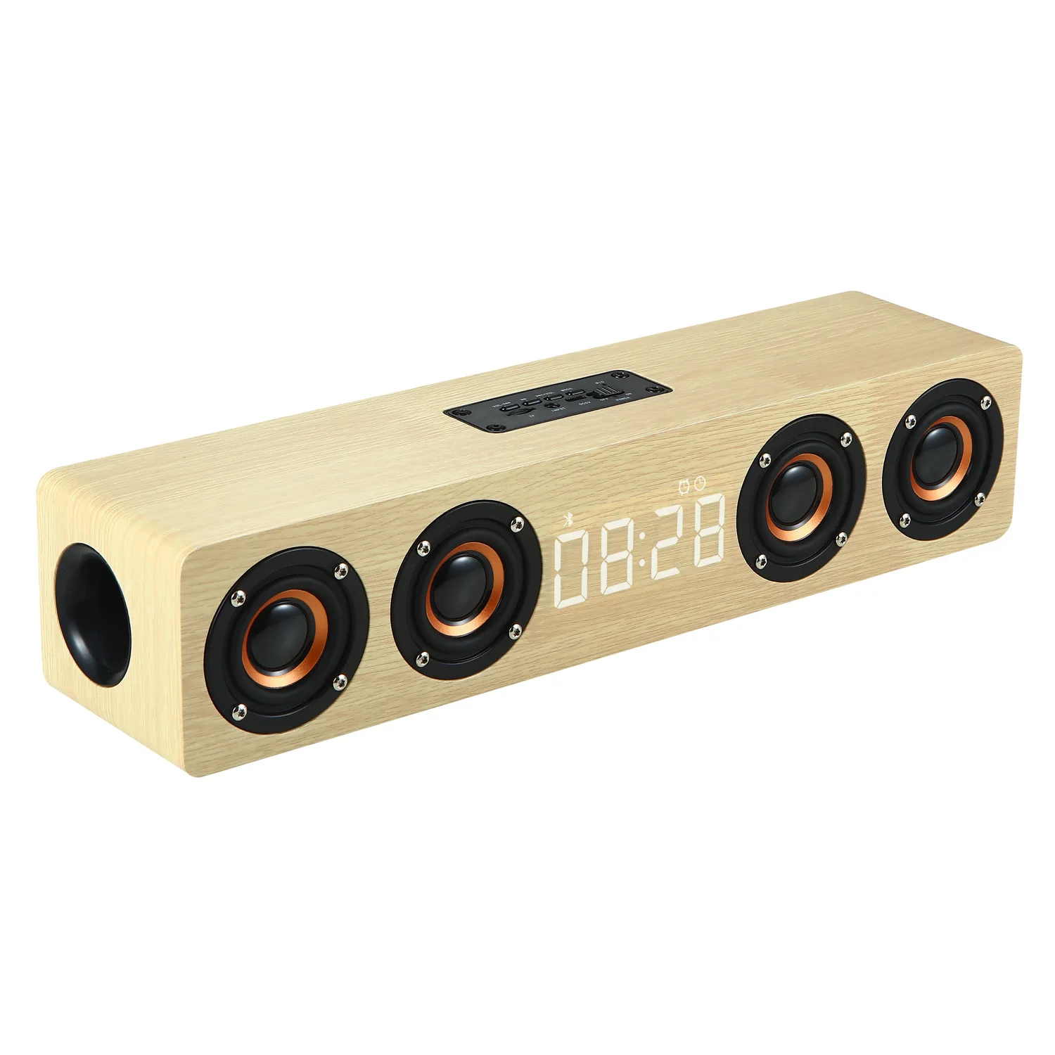 20W Power BT Speaker Wood Speaker Alarm Clock Support TF Card FM Radio Wooden Wireless Speaker