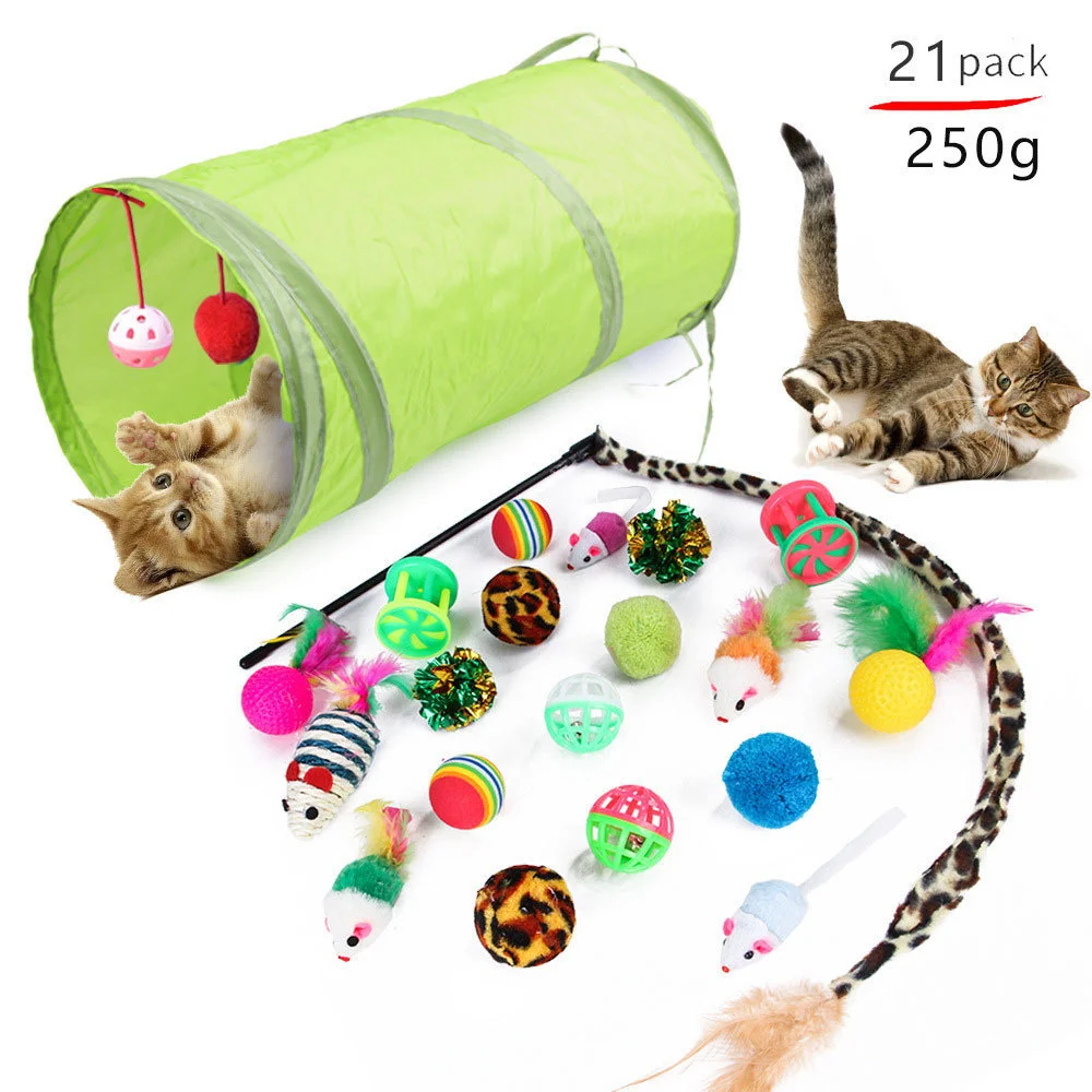 
Eco-Friendly Cat Toy Tunnel Interactive Colorful Cat Toy Set Foldable Tunnel Pet Cat Dog Toy 
