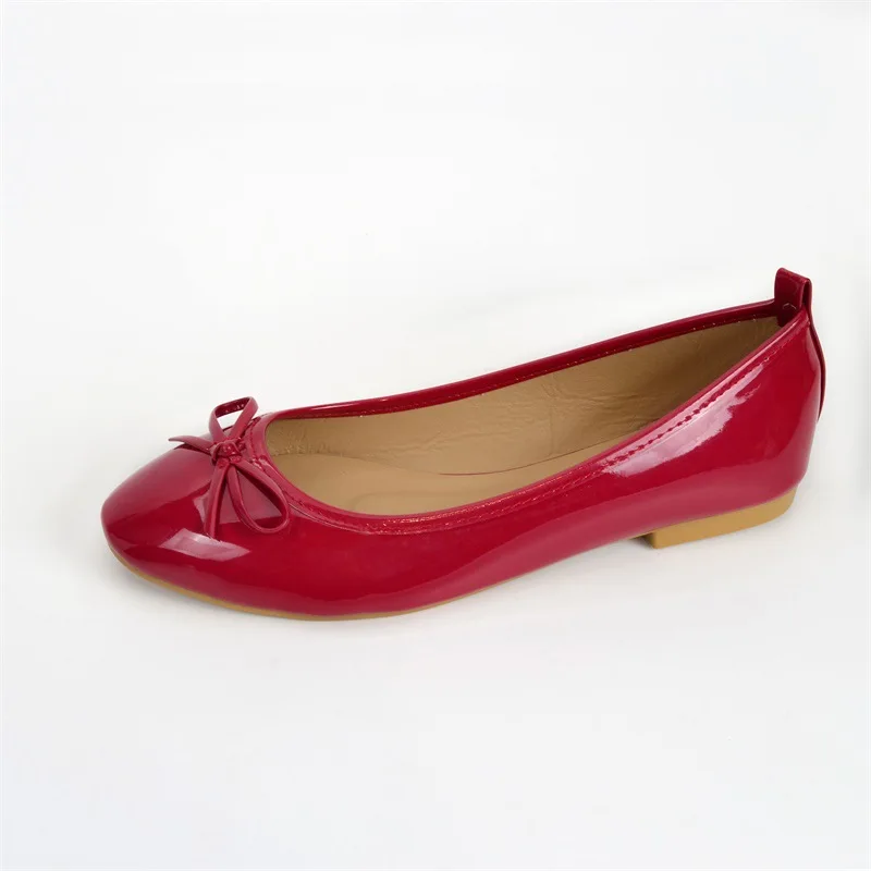 2024 Wholesale patent leather ballet soft sole casual bow flat shoes