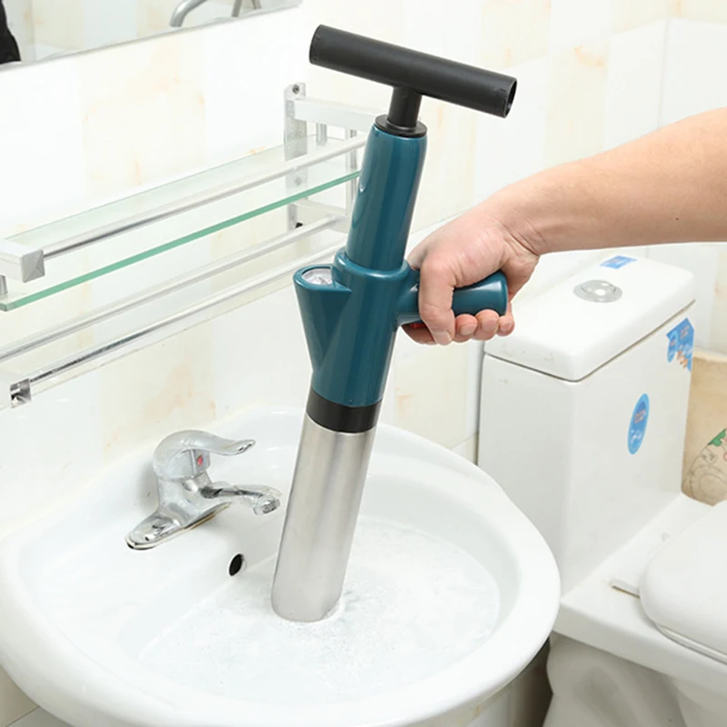 2024 Hot Sale Cleaning Gadget Factory Direct Home ABS Blue Pipe Dredging Device Sink Sewer Drain Blaster Toilet Plunger Gun