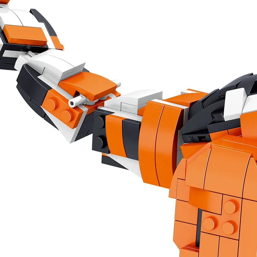 3 in 1 Kids Educational Diy Plastic Jurassic Dinosaur Brick Toys Deformed Sharks and Tigers Building Block Set