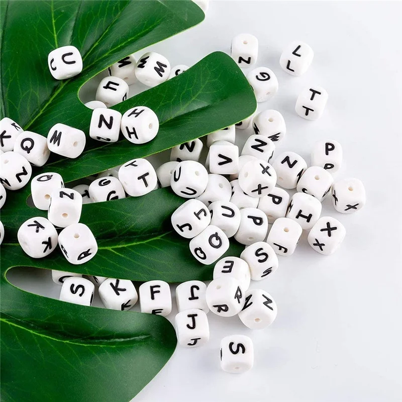 Bpa Free Food Grade Silicone Beads DIY Alphabet Beads  Letter Beads Bulk For Baby Name Letter