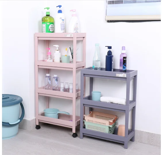 4 Layer multi-function plastic shelving for home bathroom kitchen and office used