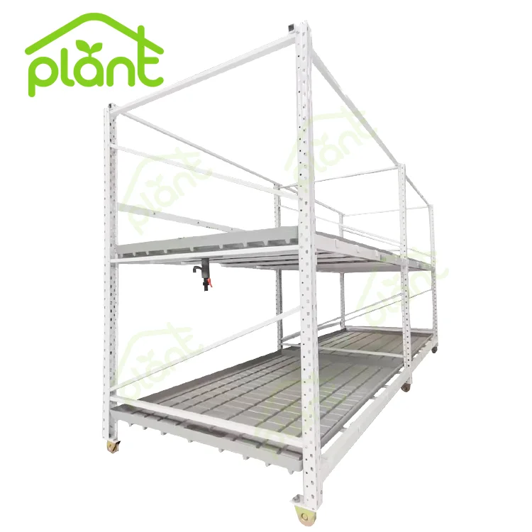 Greenhouse Vertical Grow Racks 2 Tier Rolling Bench for Plants